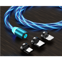 Vivid LED Cable USB to Type-C\Lightning\Micro USB Magnetic Blue