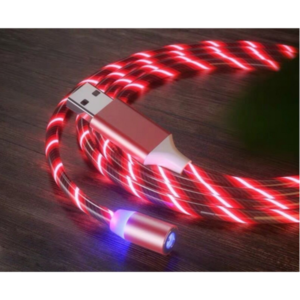 Vivid LED Cable USB to Type-C\Lightning\Micro USB Magnetic Red