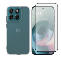 Vivid Set TPU Clear Case + Full Face Tempered Glass Moto G77 5G