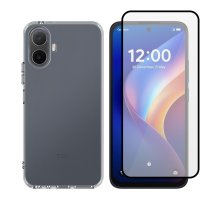 Vivid Set TPU Clear Case + Full Face Tempered Glass TCL K70 4G
