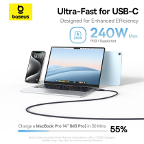 Baseus PicoGo Magnetic Liquid Silicone Fast Charging Cable USB-C to USB-C 240W 1m Cosmic Black