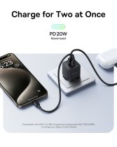 Baseus Palm Fast Charger USB-A + USB-C 20W EU Cluster Black