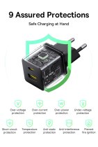 Baseus Palm Fast Charger USB-A + USB-C 20W EU Cluster Black