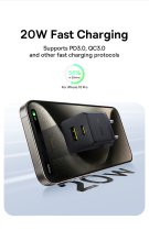 Baseus Palm Fast Charger USB-A + USB-C 20W EU Cluster Black