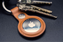 Apple AirTag Leather Key Ring Saddle Brown