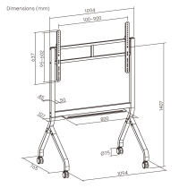 Brateck SlimLift Heavy-Duty TV Cart (55"-90")