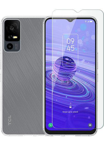Vivid Set TPU Case + Tempered Glass TCL 40R 5G Transparent